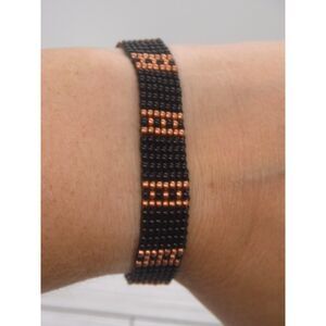Loom Beaded Bracelet Black & Copper